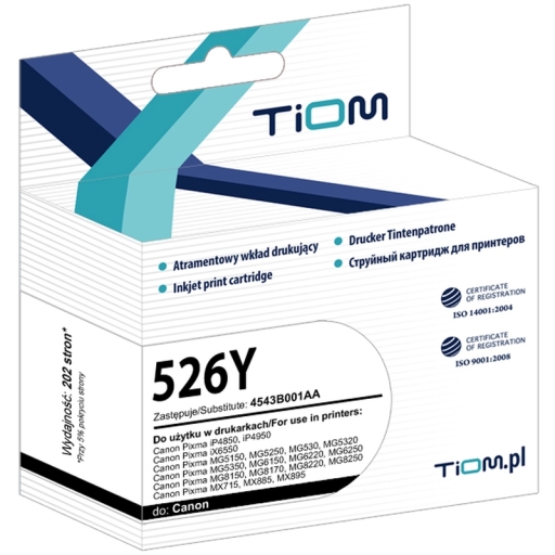 Tusz Tiom CLI-526YCanon iP4850 MG5250 yellow