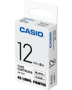 Taśma Casio XR-12X1 do drukarek etykiet 12mm x 8m czarny nadruk/ przezroczyste tło