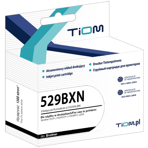 Tusz Tiom LC529XLBK Brother DCP-J100, DCP-J105, MFC-J200 black