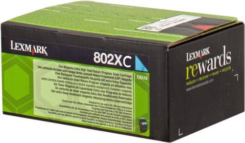 Toner oryginalny 80C2XC0, 802XC cyan Lexmark CX510