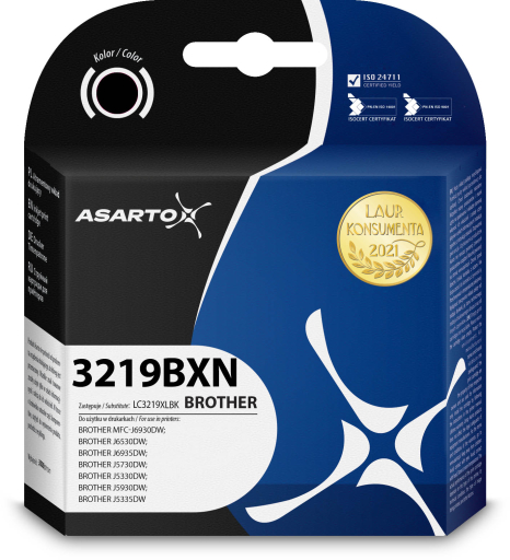 Tusz Brother MFC-J5330/J5730/J5930DW J6530/J6930DW czarny 3k Asarto zamiennik LC3219XLBK