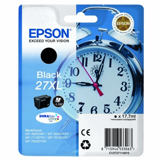 Tusz oryginalny Epson C13T27114010, C13T27114012 czarny 27XL