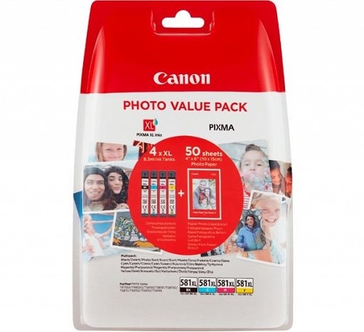 Tusze Canon Photo Value Pack 2052C004, CLI-581 CMYK-XL Pixma TR7550