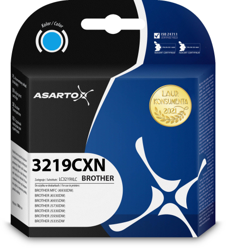 Tusz Brother MFC-J5330/J5730/J5930DW J6530/J6930DW cyan 1,5k Asarto zamiennik LC3219XLC