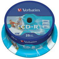 Dysk CDR 700MB Verbatim 52x Cake Box 25 szt. printable