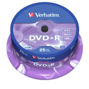 Dysk DVD+R 4,7GB Verbatim 16x Cake Box 25 szt.