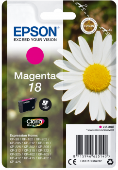 Tusz magenta nr 18 do Epson XP-102 XP-202 XP-205 XP-302 XP-305 XP-402 XP-405 XP-30, T1803