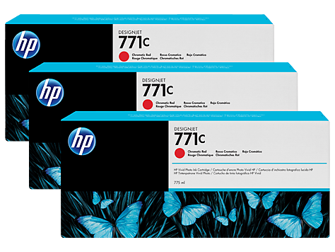 Tusz HP Designjet Z6200 Z6800 771C Chromatic Red trzypak 3x775ml