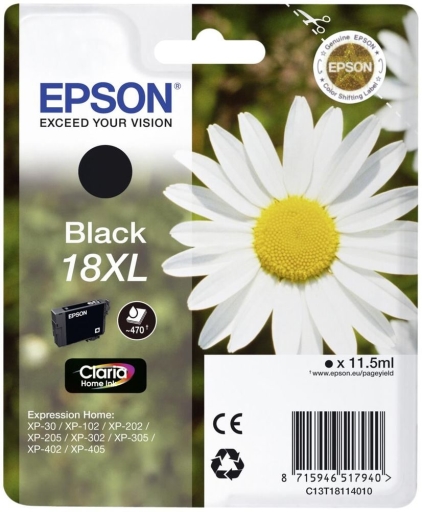 Tusz czarny C13T18114010 nr 18Xl do Epson Expression Home XP-102 XP-202 XP-205 XP-302 XP-305 XP-402 XP-405 XP-30, T1811