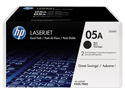 Toner oryginalny CE505D, dwupak HP CE505A, 05A