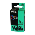 Taśma do drukarek etykiet, Casio, XR-12GN1, czarny druk/zielony podkład, nielaminowany, 8m, 12mm