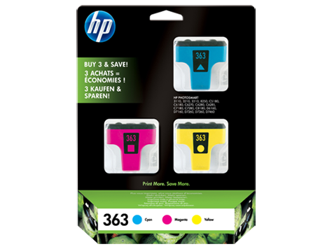 Zestaw HP 363 Tri-colour CMY do HP PhotoSmart 3210/8250, C5180/C7180