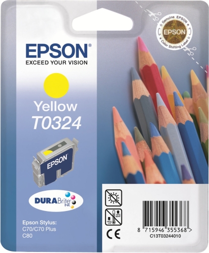 Tusz oryginalny C13T03244010 żółty 16 ml do drukarek Epson Stylus C70 C80 T0324