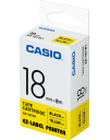 Taśma Casio XR-18YW1 do drukarek etykiet 18mm x 8m czarny nadruk/ żółte tło