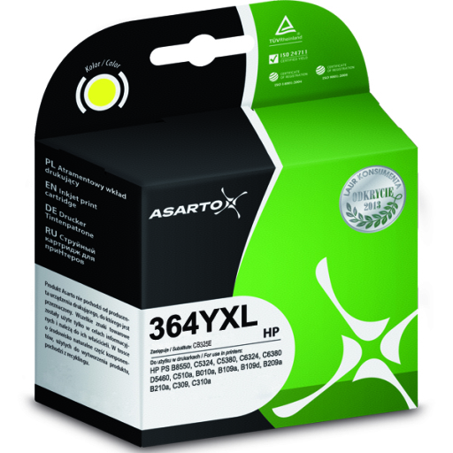 Tusz Asarto zamiennik HP CB325EE, 364XL żółty