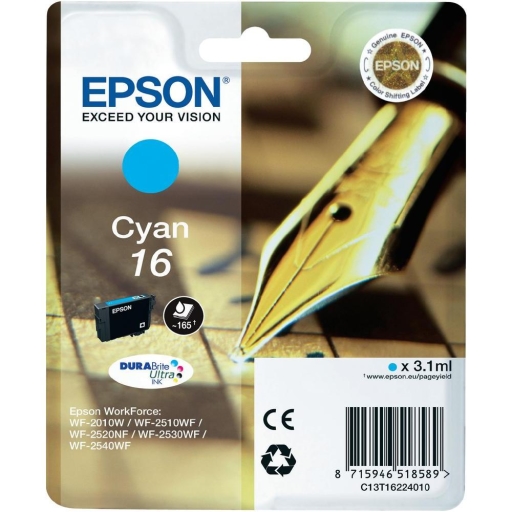 Tusz cyan 16 Epson WF-2010W, WF-2510WF, WF-2520NF, WF-2530WF, WF-2540WF