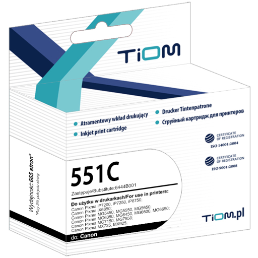 Tusz Tiom CLI-551CXL Canon iP7250 MG5450 cyan